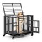 Foldable Heavy-Duty Metal Dog Cage Chew-proof Dog Crate with Lockable Universal Wheels - 37" x 23" x 30" (L x W x H)